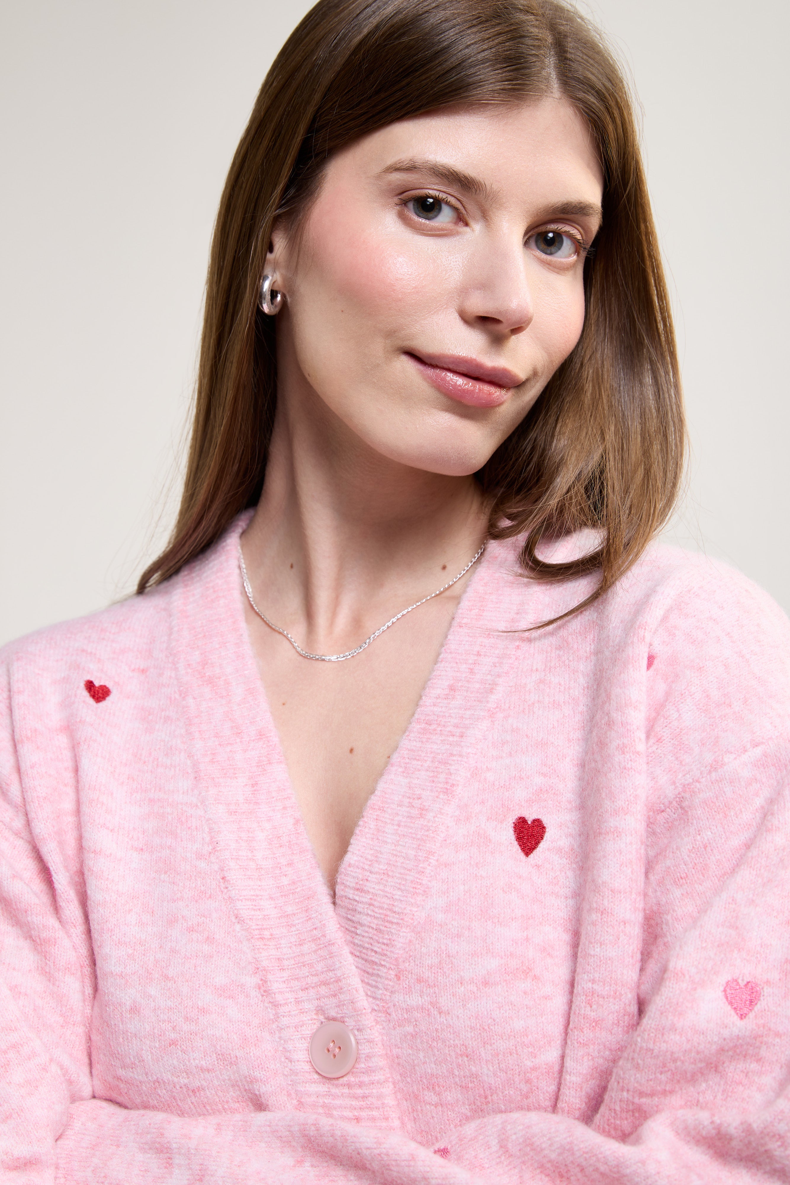 Pink Heart Knit Cardigan - 8135 | Womance – WOMANCE