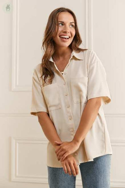 Chemise ample à manches courtes - 4047 (Seconde Main)-Chemise - Seconde main-Trove-Crème-S-302146d8-f91b-416f-8a76-e973f4654b4b-WOMANCE