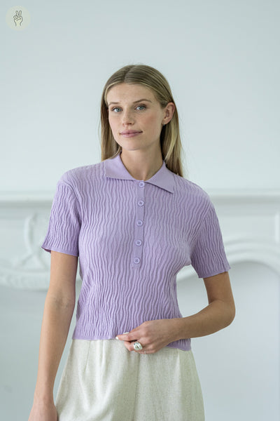 Chandail polo en tricot 9052 (Seconde Main)-Recurate-Lilas-S-c87813fd-30de-4d0b-9463-ba40d07bbba1-WOMANCE