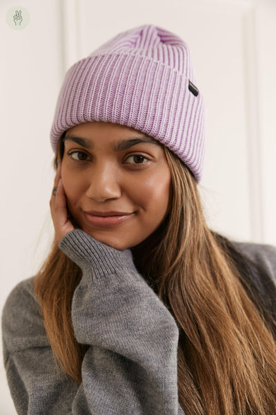 Tuque en tricot à large rib - A0060 (Seconde Main)-Recurate-Lilas-8d0223d6-e0f0-4031-af67-fa34f97a498e-WOMANCE