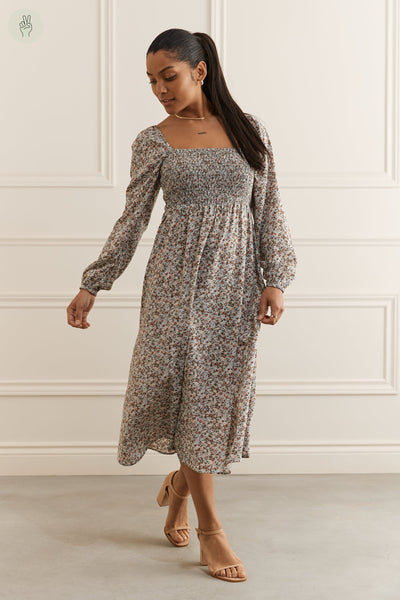 Robe longue nid-d'abeilles - 2135 (Seconde Main)-Recurate-Bleu pâle-S-6176de5b-1ba5-4b84-9875-1ed5f1264703-WOMANCE