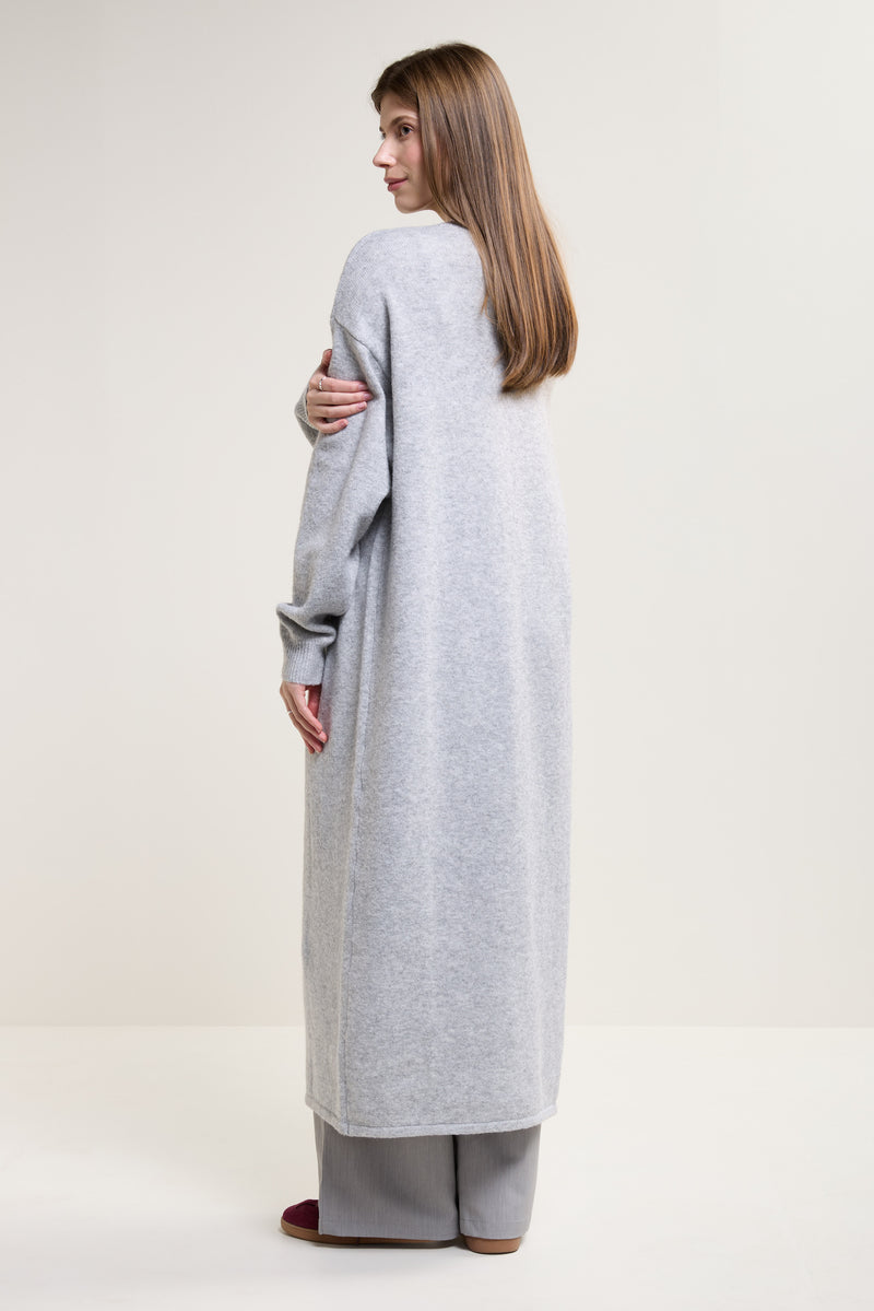 Ash Grey Long Knit Cardigan - 8148 | Womance