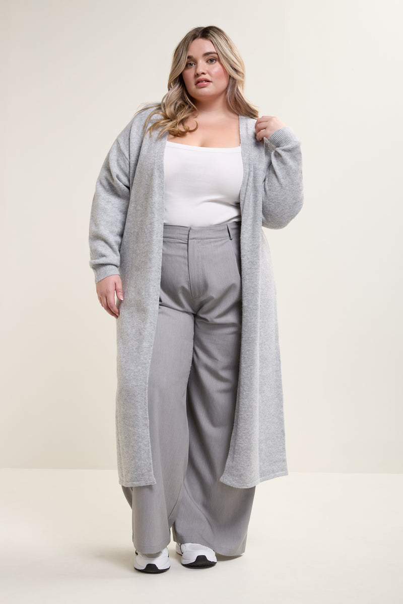 Ash Grey Long Knit Cardigan - 8148 | Womance