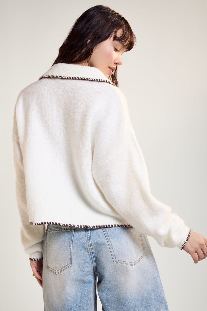Contrasting Trim Cardigan - 8160 | Womance