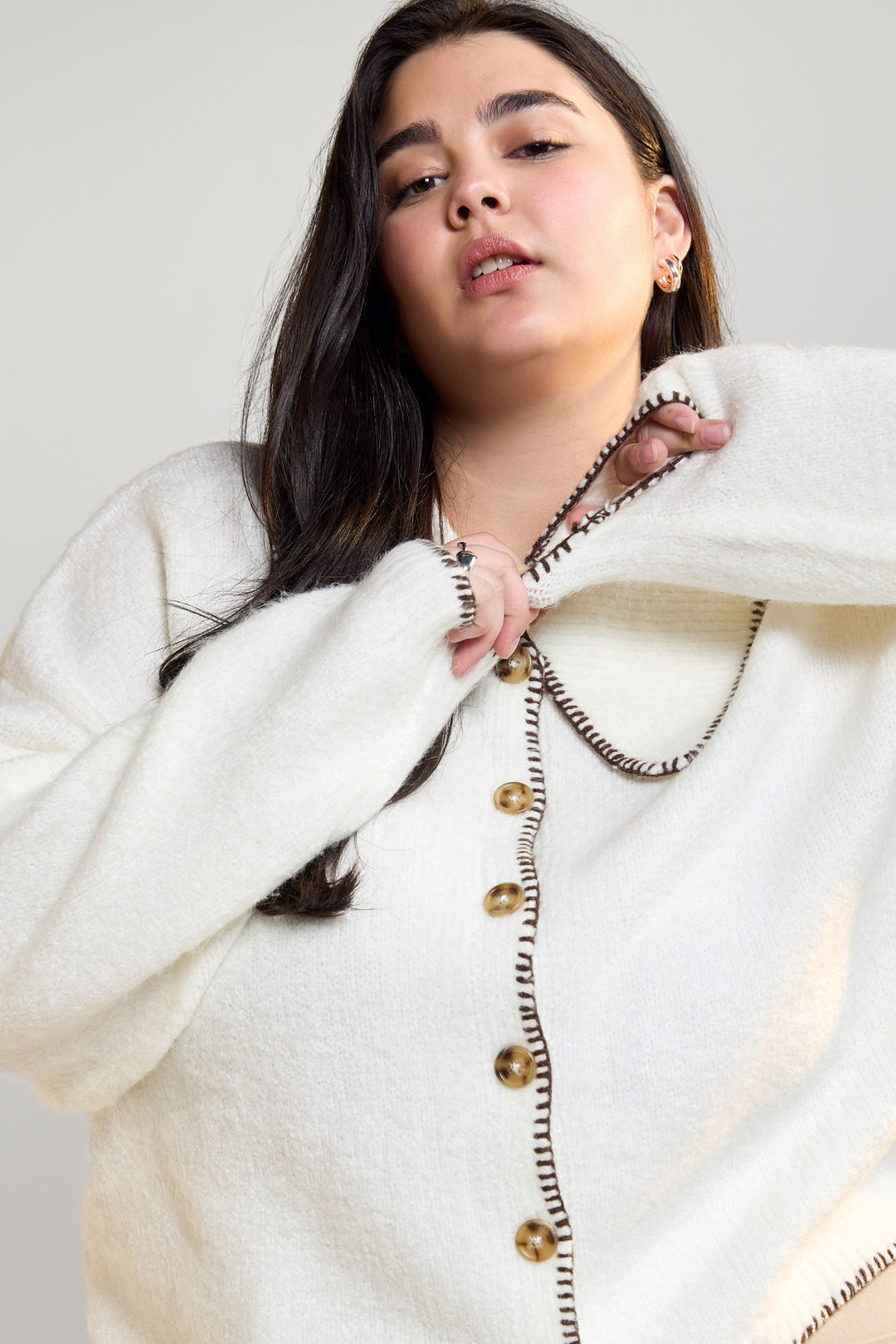 Contrasting Trim Cardigan - 8160 | Womance