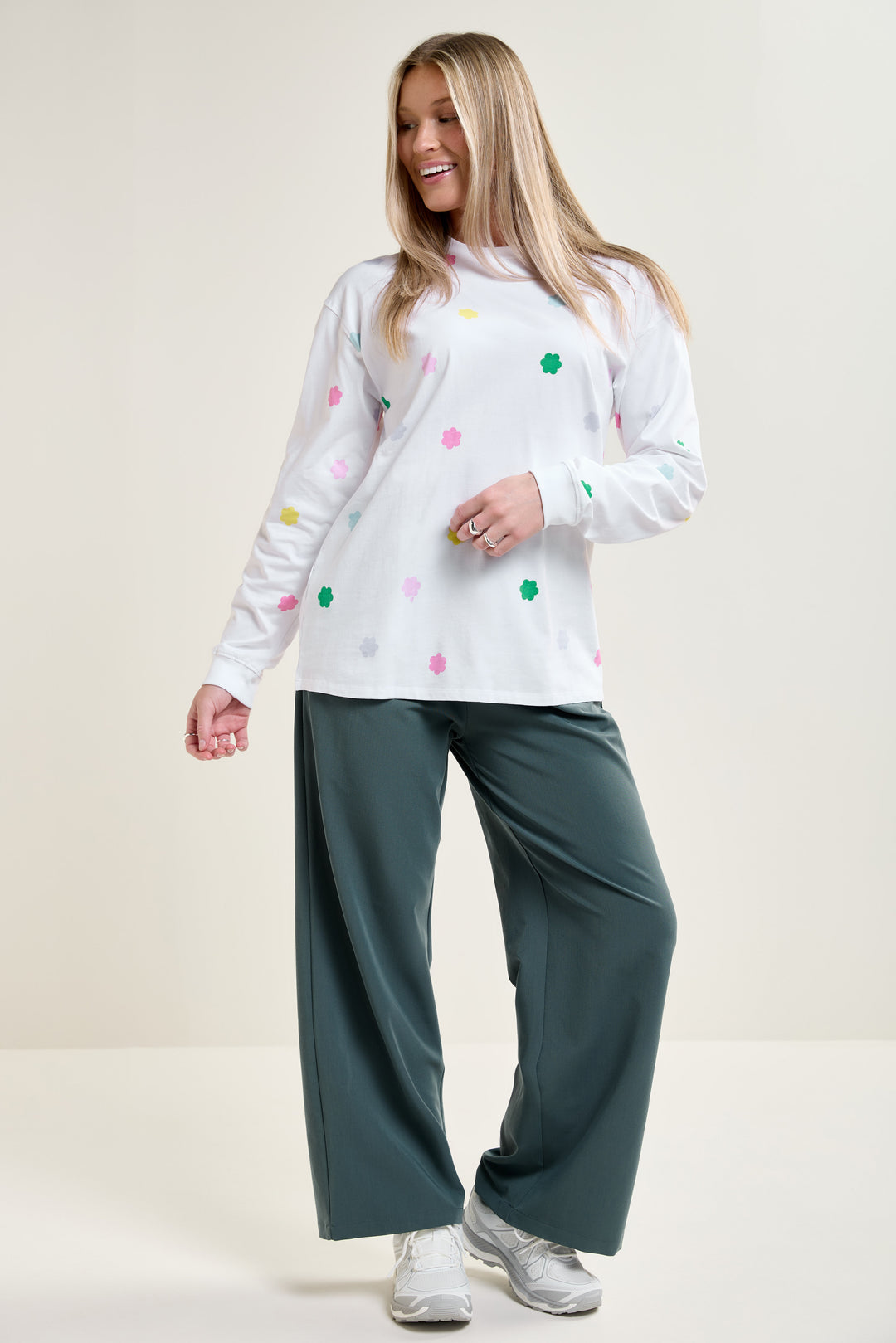 Cream Long Sleeve Cotton Top - 9119 | Womance