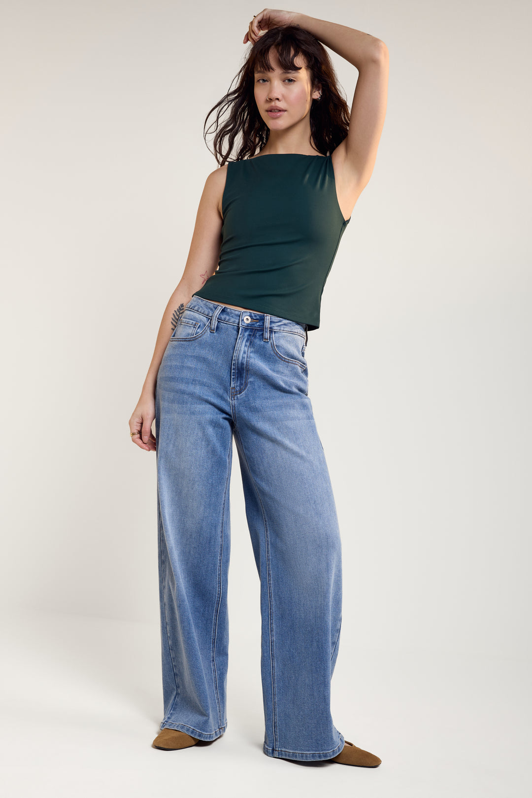 Forest Green Boat Neck Tank Top - 9171 | Womance