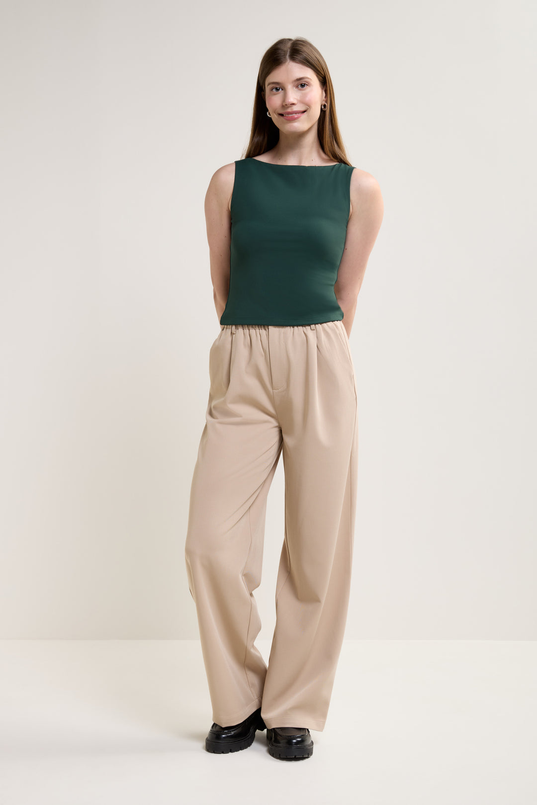 Forest Green Boat Neck Tank Top - 9171 | Womance
