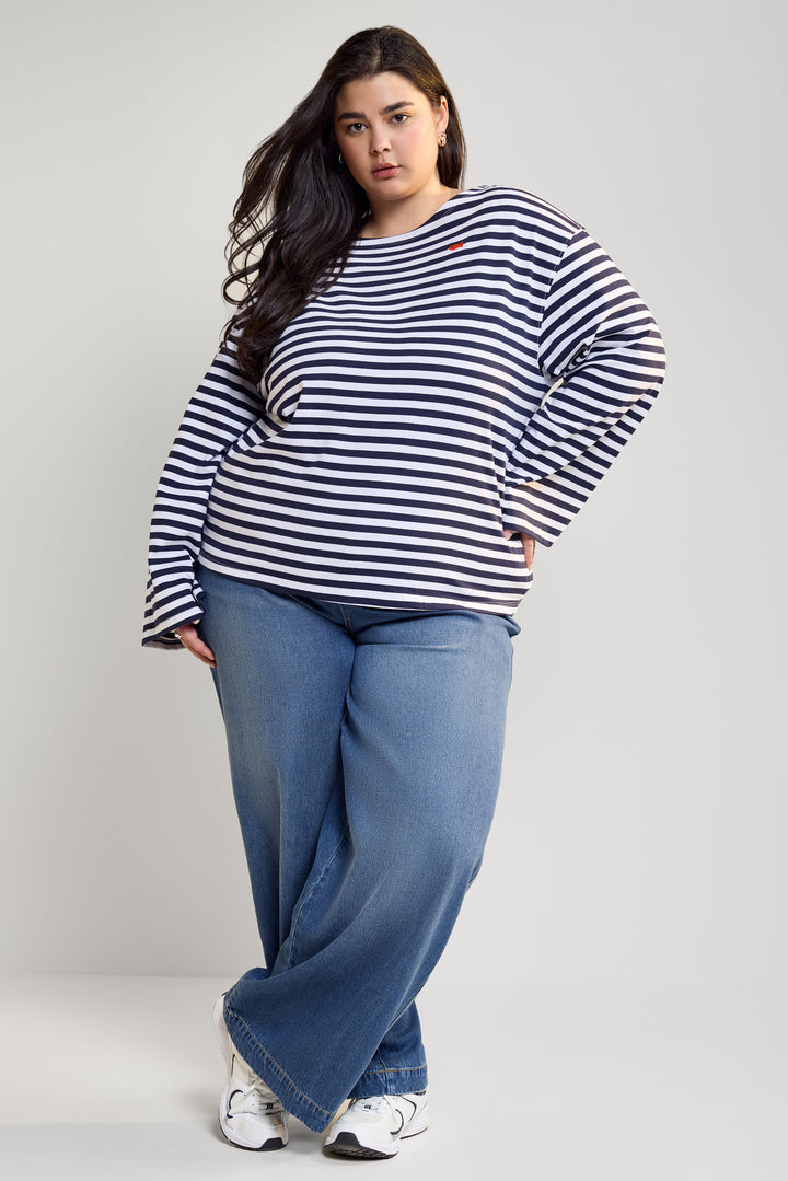 Loose-Fitting Boat Neck Top - 9182 | Womance