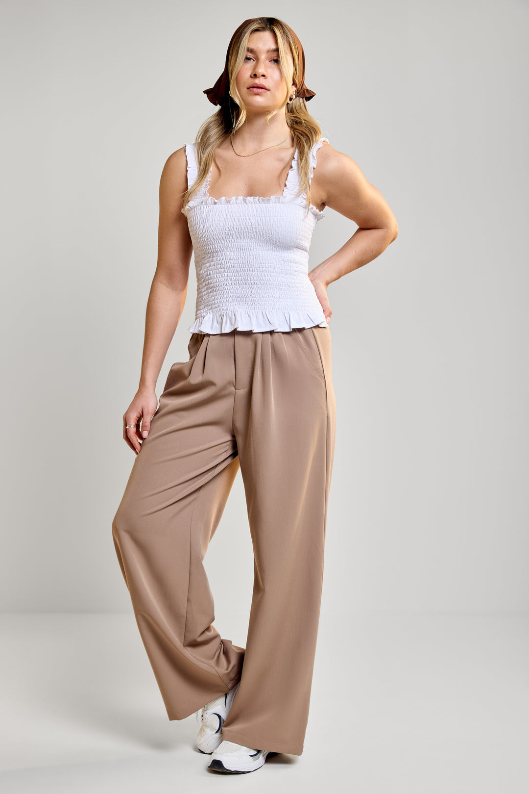 トップス PILE FLARE TANK TOPS Fitted Honeycomb Tank Top - 9185 | Womance