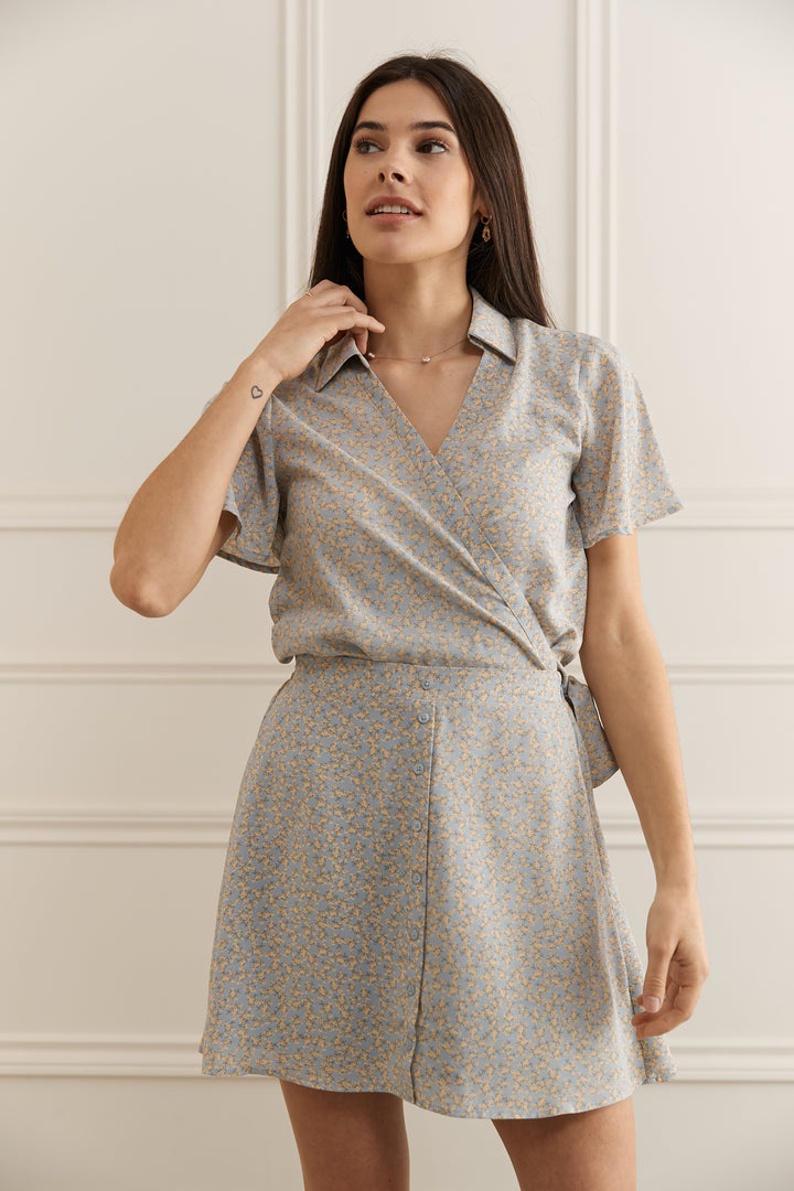 Cropped Wrap Blouse 4062