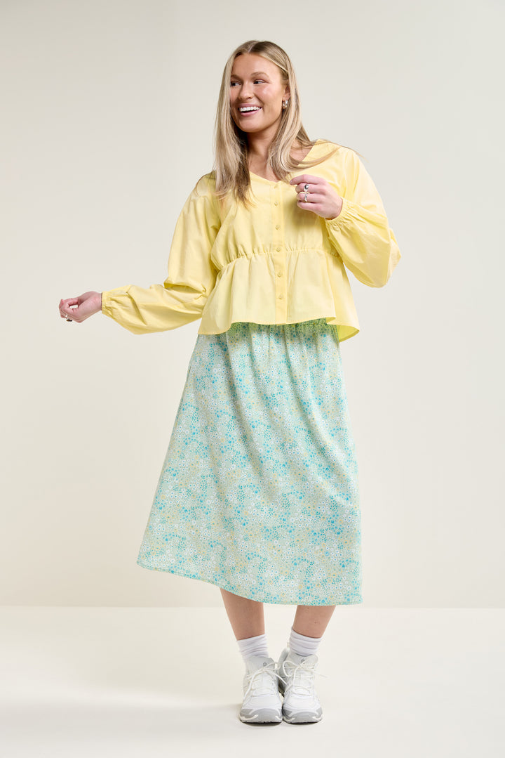 Green Floral Print Midi Skirt - 6071 | Womance