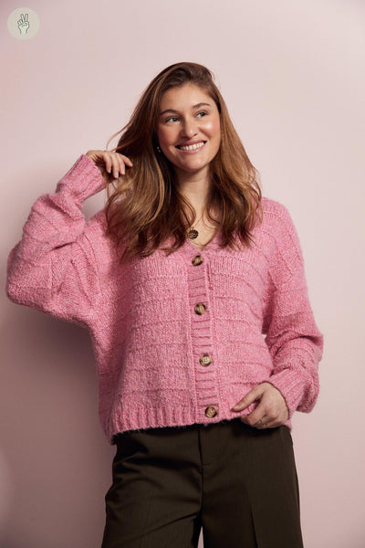 Cardigan texturé ligné - 8101 (Seconde Main)-Cardigan - Seconde main-Trove-Rose-L-cf3a2eab-5803-484a-b1d6-67d2f32aa7a1-WOMANCE