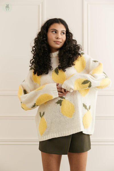 Chandail citron mailles ajourées - 8102 (Seconde Main)-Chandail-Trove-Crème-XL-2aaacfae-f83c-4e84-a982-a7035e75c038-WOMANCE