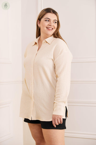 Chemise ample texturée - 4040 (Seconde Main)-Chemise - Seconde main-Trove-Crème-S-4feeedaa-6911-4b60-a2c3-e52e64c826ba-WOMANCE