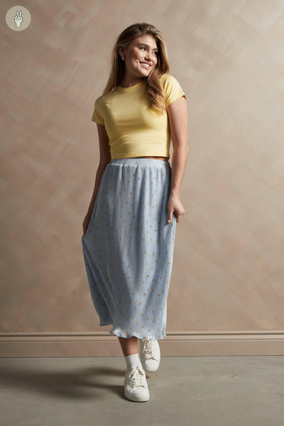 Jupe satinée à plis - 6033 (Seconde Main)-Jupe-Trove-Bleu pâle-M-651435f4-55e4-4458-bec9-1756a714e4b8-WOMANCE