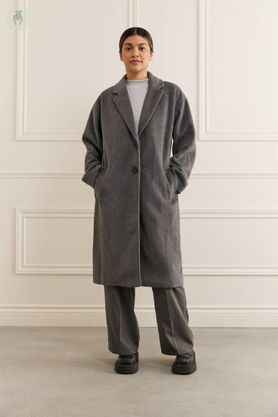 Manteau long à effet de laine - 1021 (Seconde Main)-Manteau - Seconde main-Trove-Gris-L-faebef1d-f71d-4fca-be91-b3f9ea9308eb-WOMANCE