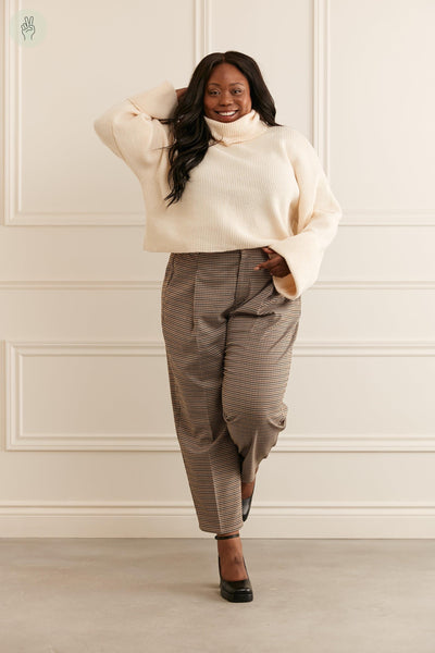 Pantalon coupe étroite à carreaux - 5074 (Seconde Main)-Pantalon - Seconde main-Trove-Beige-M-2c375535-04b8-41fd-a298-d767fab97220-WOMANCE