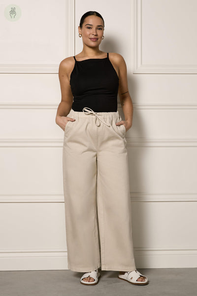 Jeans jambe large avec cordon - 7034 (Seconde Main)-Pantalon - Seconde main-Trove-Beige-XS-37bdf279-d444-4cab-8ef7-765a10016325-WOMANCE