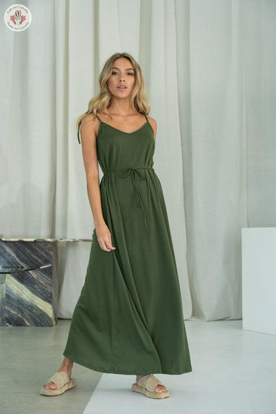 Robe longue à bretelles 2033 (Seconde Main)-Robe-Trove-Kaki-XS-0d771eed-3d23-4e4f-bbe8-66bf4591cadc-WOMANCE