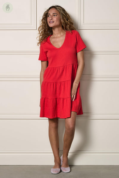 Robe courte col en V - 2182 (Seconde Main)-Robe - Seconde main-Trove-Rouge-M-3f9ec6d0-6cca-4519-8101-c83684f4b5e3-WOMANCE