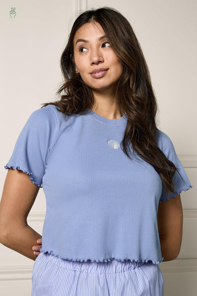 T-shirt court broderie - 9099 (Seconde Main)-Chandail - Seconde main-Trove-Bleu-XL-2464b117-d779-4188-a238-107df8e3e16a-WOMANCE
