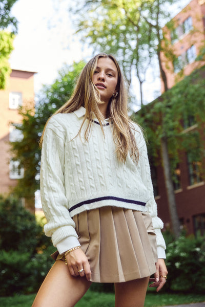 Chandail tricot câbles - 8133 (Seconde Main)-Chandail - Seconde main-Trove-Crème-XS-6123deae-996a-436f-a094-d5098a03e854-WOMANCE