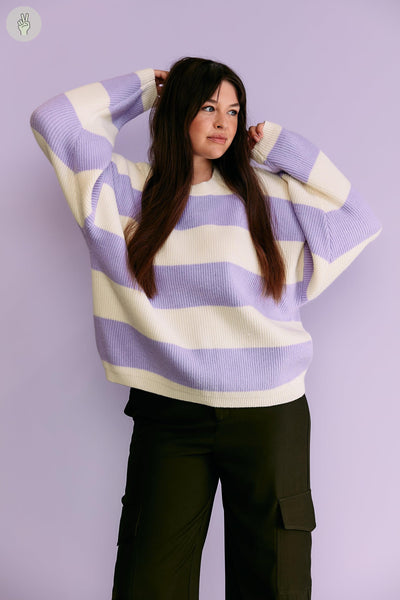 Pull ample ligné - 8084 (Seconde Main)-Chandail - Seconde main-Trove-Lilas-L-88980eba-09e8-485a-a924-49f159712e67-WOMANCE