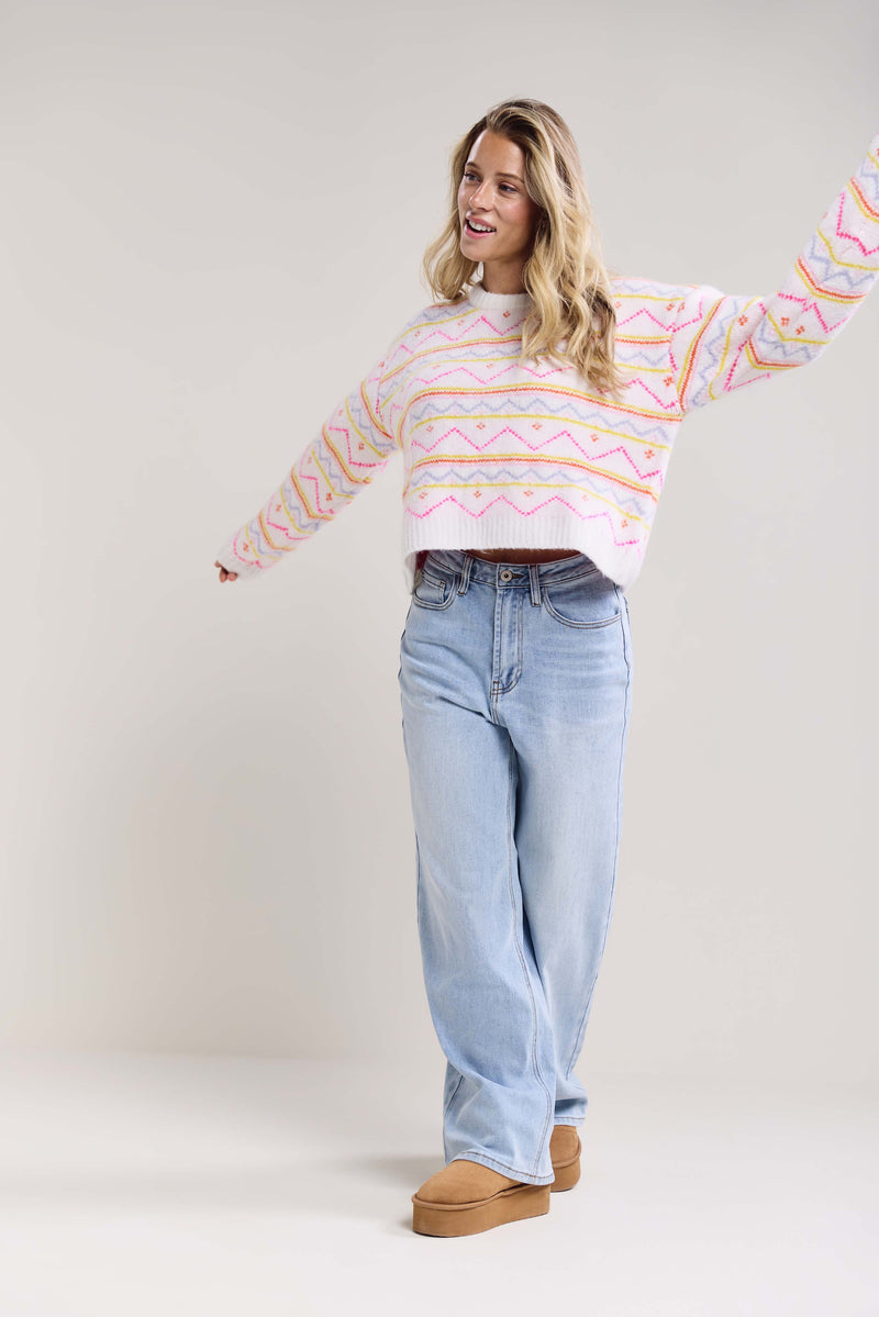 Loose-Fitting Patterned Sweater - 8151