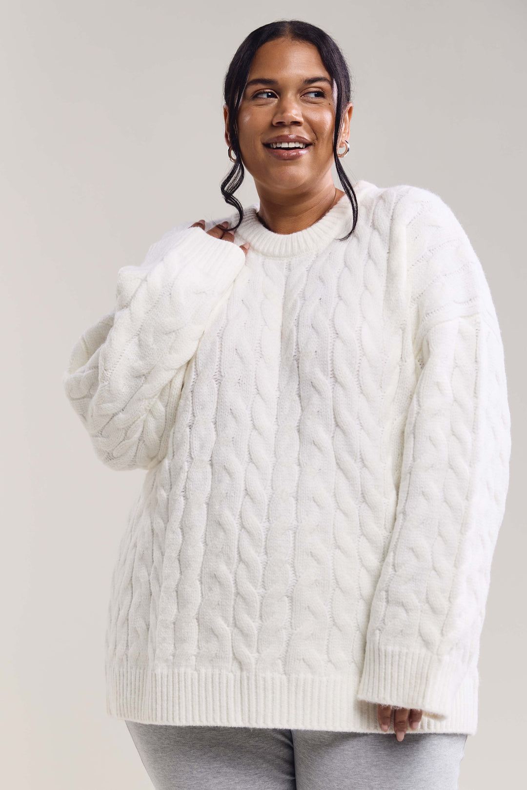 ROUGH & SWELL ホワイト ニットセーター S Off-White Cable Knit Sweater - 8149 – Womance