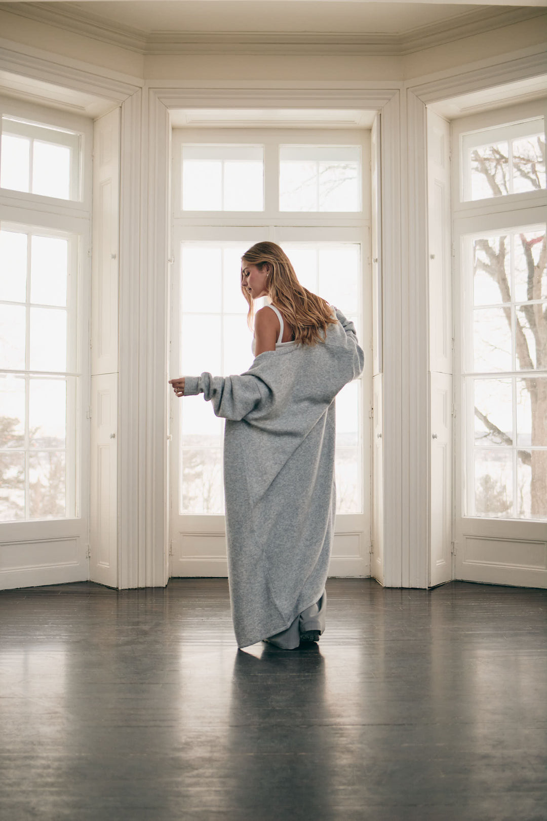 Ash Grey Long Knit Cardigan - 8148 | Womance