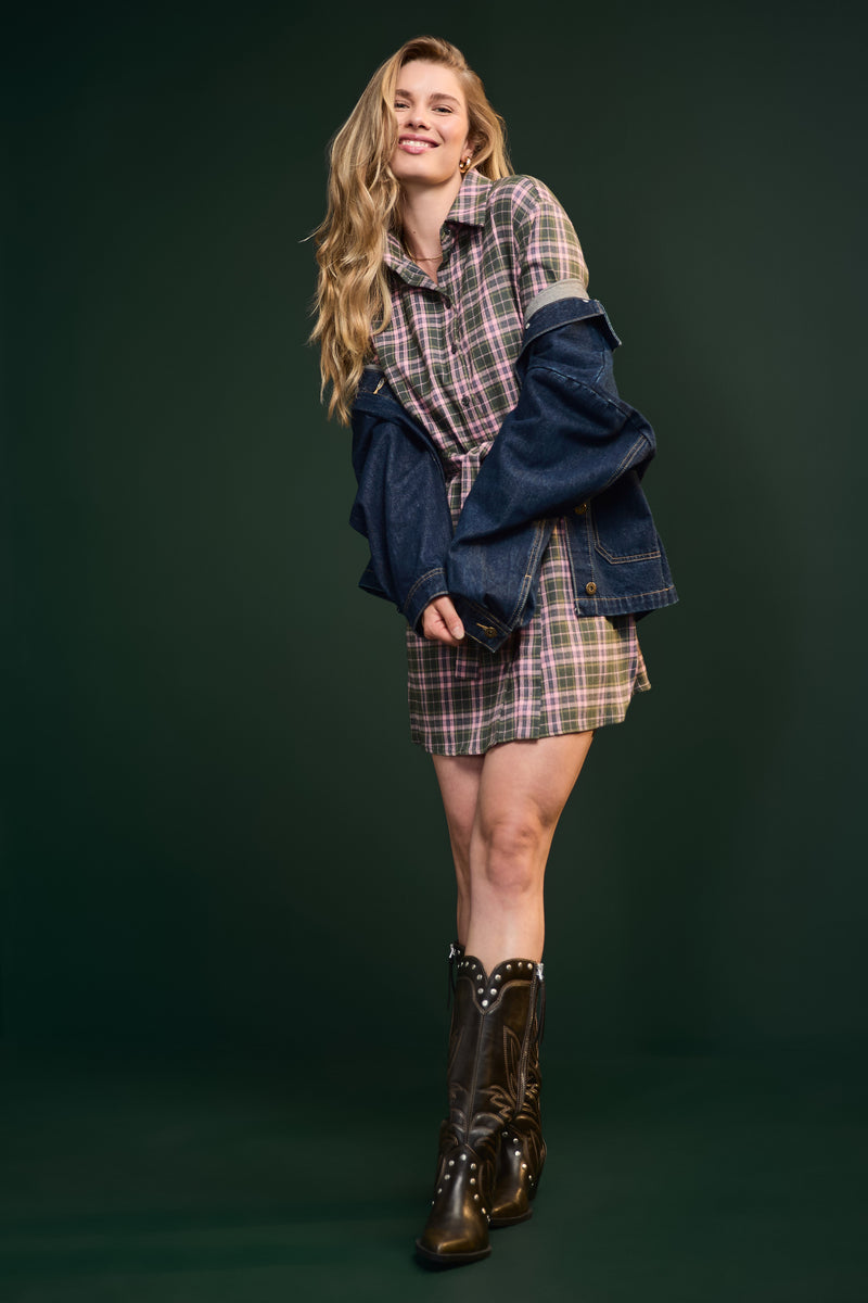 Robe à carreaux cintrée - 2208