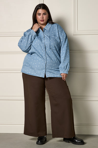 Chemise effet denim à fleurs - 4085